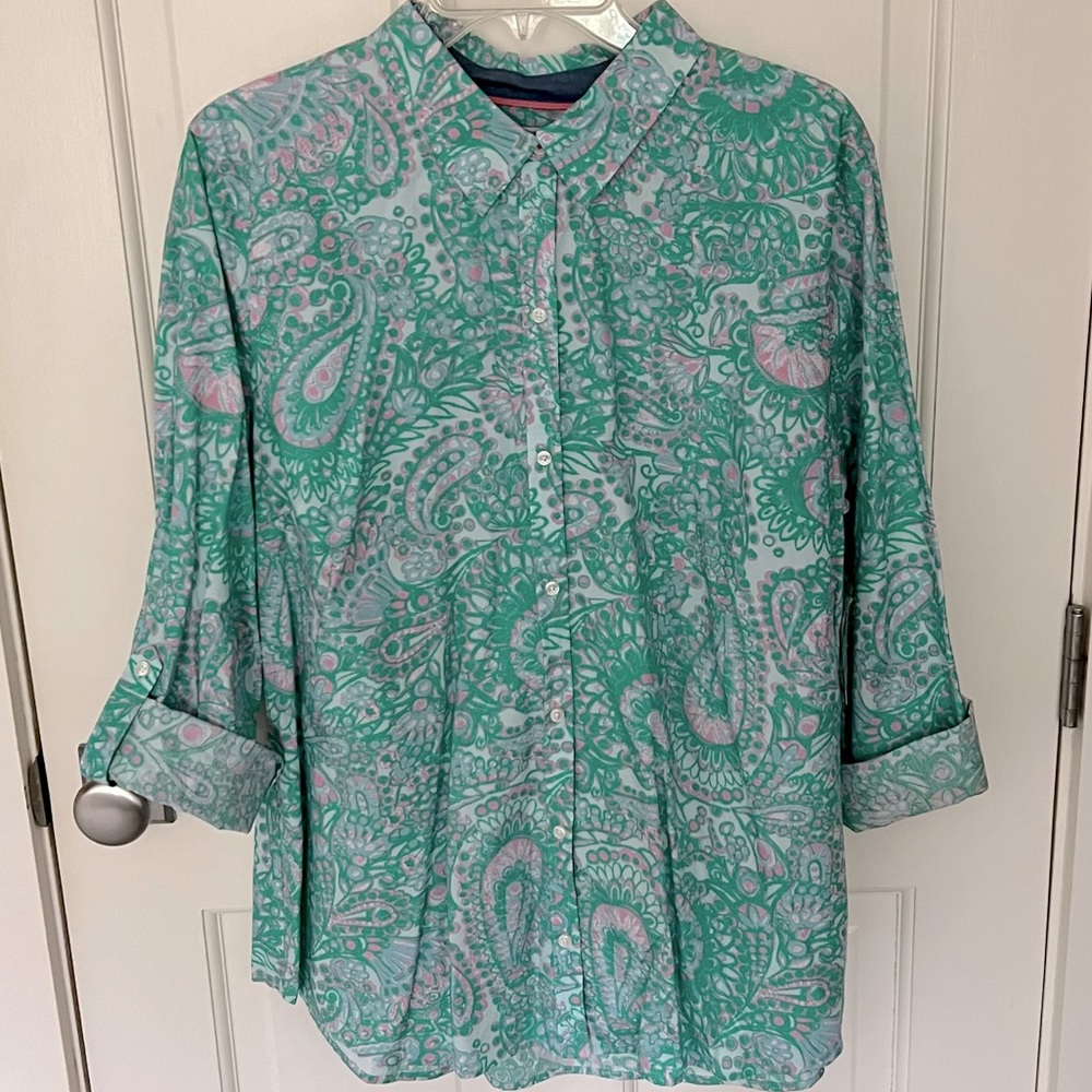 BEAUTIFUL CHARTER CLUB SHIRT SHOP BLOUSE NWT